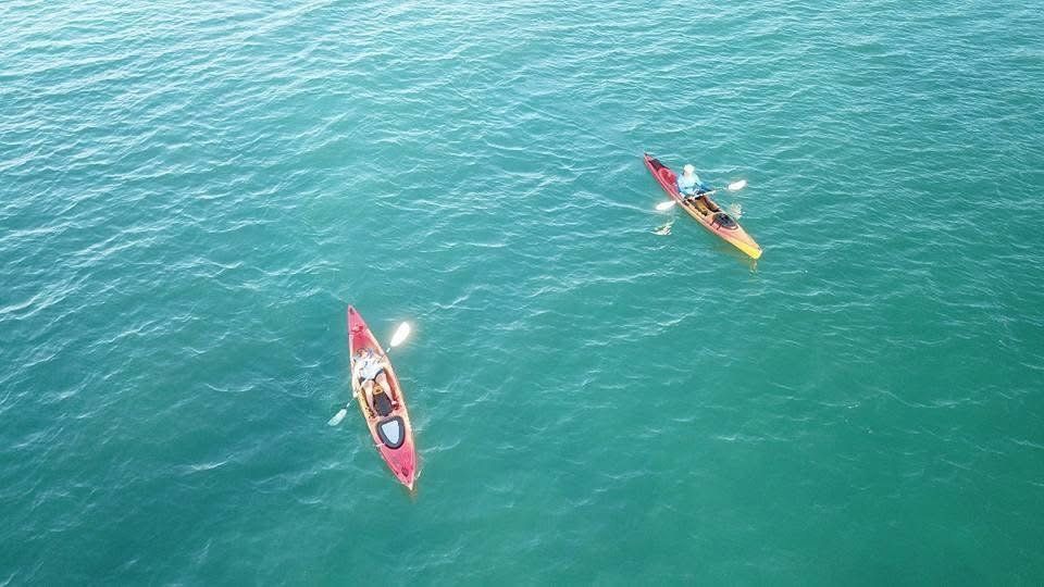 Kayaks over the flats